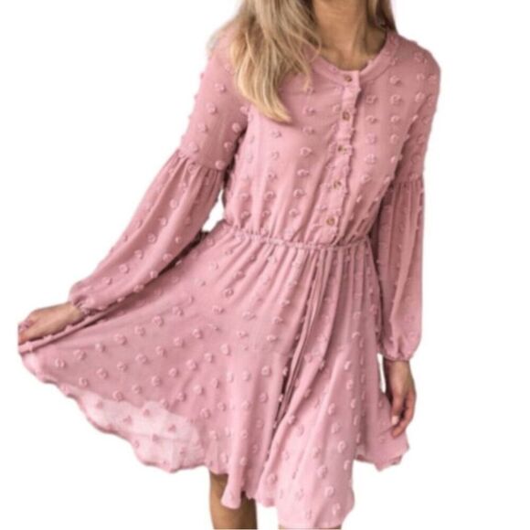 Anthropologie Moon River Mini Dress Women’s Small Dusty Rose Ruffles - Picture 1 of 12